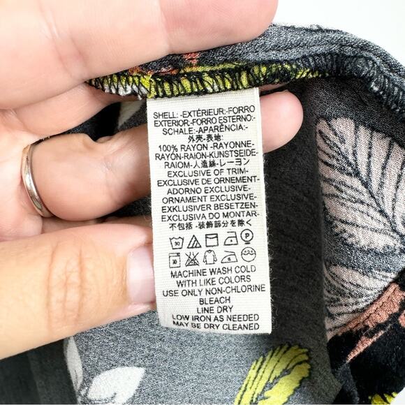 Free People Bella Floral Print Boho Bell Sleeve Tunic Mini Dress Black Combo S - Picture 10 of 11